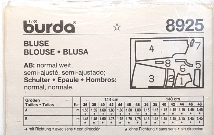 patron burda 8925 - chemisier sans manche